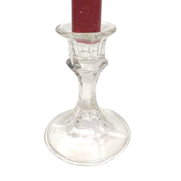 Vintage American Stemware LATROBE Clear Crystal Single Light Candleholder 4" - Picture 1 of 5